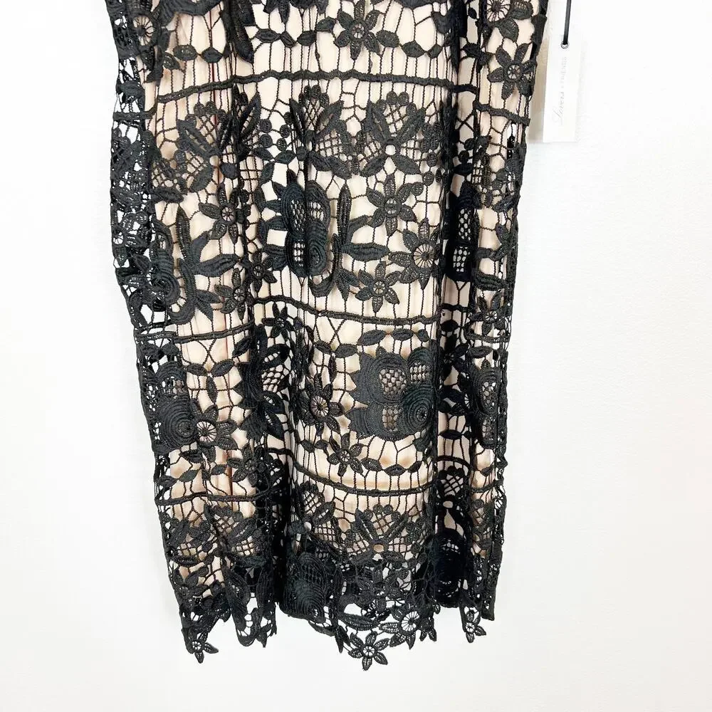 Lover's + Friends Caspian Shift Dress Black Crochet Lace Sleeveless Small NWT - Picture 4 of 14